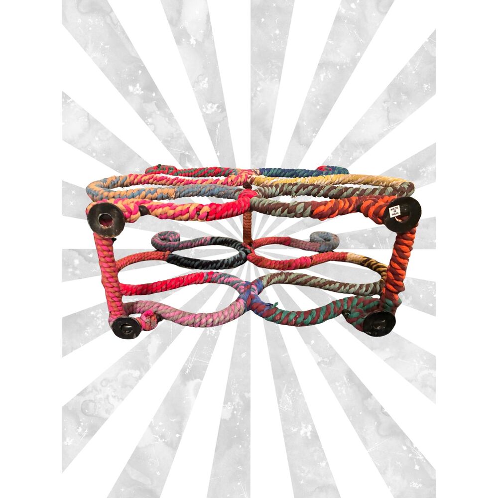 Wine Rack Multi-Color Jute and Iron Wine Rack - Picture 3 of 4